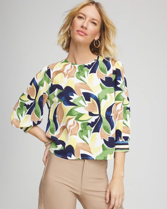 Mod Blooms Matte Satin Pullover - image 1